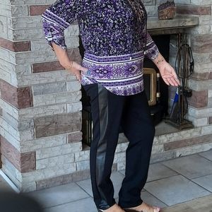 Rickies| Tunic,Top| Purple,Black,White|Size Large